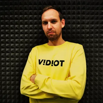 Pánská mikina VJ_MAFIA - Pánská mikina Audiovisual VIDIOT - žlutá Velikost: XL