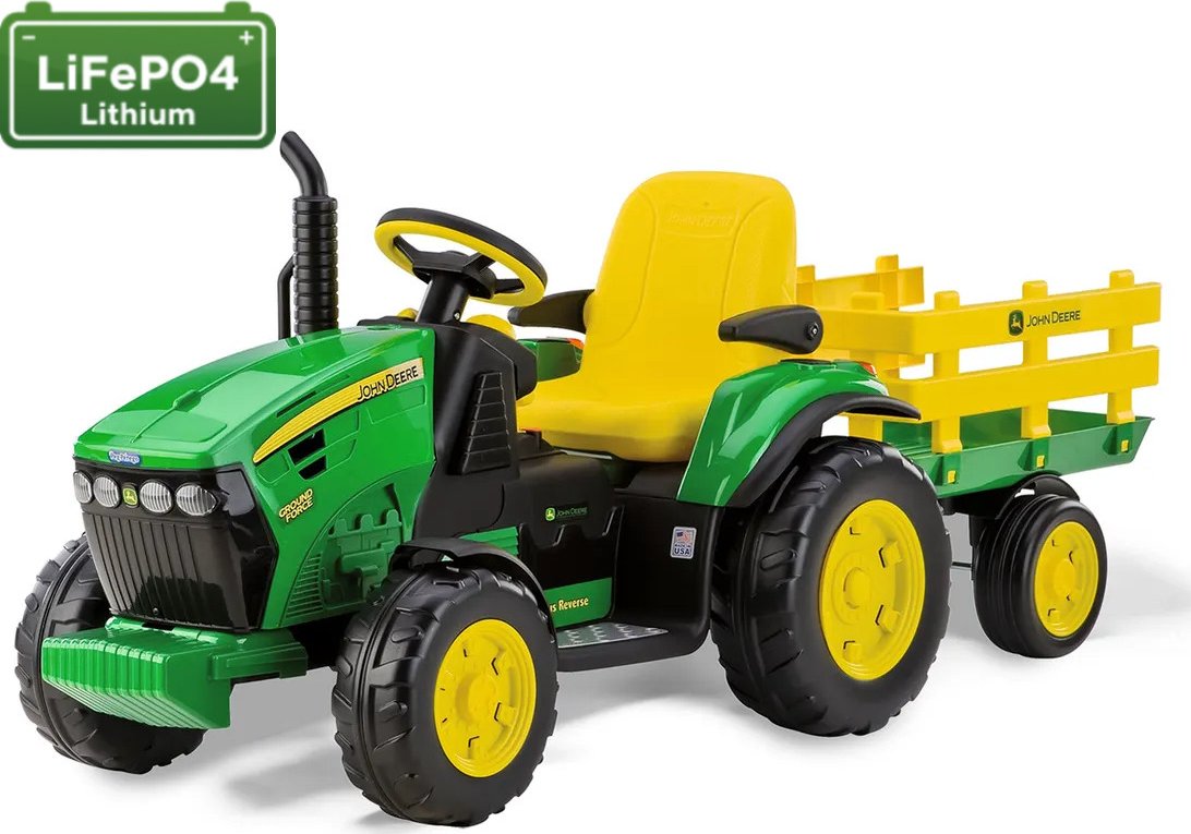 Peg Perego JD Ground Force traktor Lithium 330W (dětský traktor s vlekem s Lithiovou baterií 12,8V 8,6Ah 110Wh)