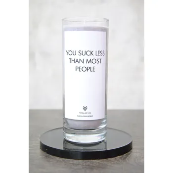 Svíčka IRONIC CANDLES - YOU SUCK LESS Velikost svíčky / Size: Malá / Small, Barva a vůně / Color and scent: Neon žlutá - LITSEA CUBEBA (citrusová)