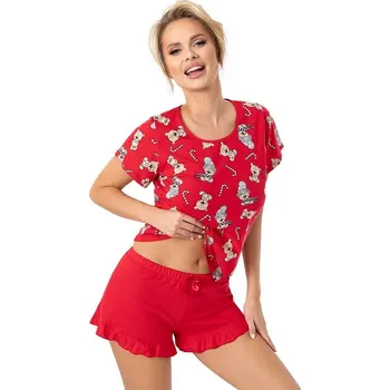 Dámské pyžamo Pyžamo vánoční Bear short červené M