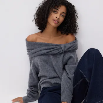 Dámský svetr Reserved - Svetr s límcem - tmavě šedá - 048GS-90M - 048GS-90M-S