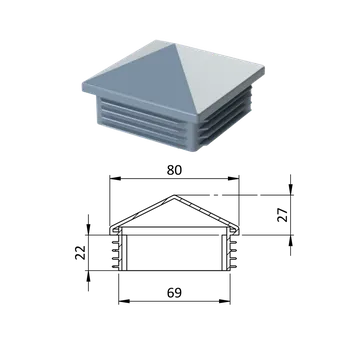 Příslušenství pro plot Krytka plastová se stříškou 80 x 80 mm, šedá