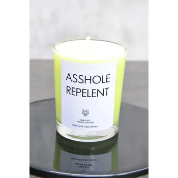 Svíčka IRONIC CANDLES - sojová svíčka ASSHOLE REPELENT Velikost svíčky / Size: Malá / Small, Barva a vůně / Color and scent: Neon žlutá - LITSEA CUBEBA (citrusová)