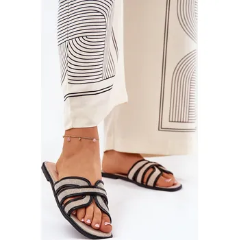 Dámské žabky Plné Dámské Pantofle S Mašlí Béžové Tobin 38