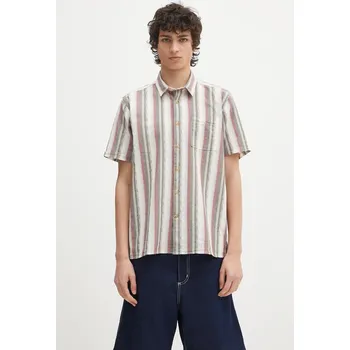 Pánská košile Bavlněná košile Barbour Barbour Lipton Striped S/S Relaxed Fit Shirt pánská, zelená barva, relaxed, s klasickým límcem, MSH5600 MLA, vel. XL