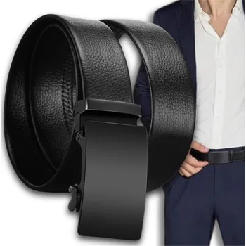 Opasek Automatický Opasek z Ekologické umělé kůže, Černý, Šířka 3,5 mm