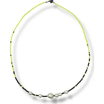 Náhrdelník Things by E. - korálkový náhrdelník s říčními perlami - FLUO 2