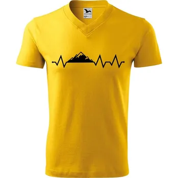 Pánské tričko DOBRÝ TRIKO Pánské V tričko s potiskem Tep hory Velikost: 2XL, Barva: Žlutá