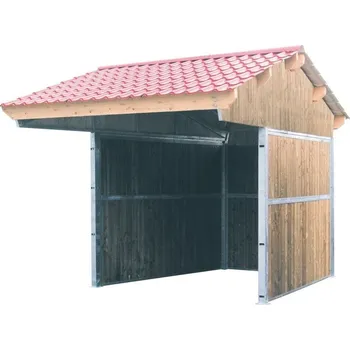 Dřevěný přístřešek pro koně La GÉE 4x3 m sedlová střecha krytina vláknocement přesah 1,65m