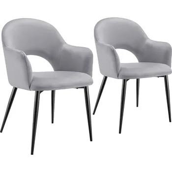 Jídelní set TecTake GmbH 405466 křeslo sachel, sametový vzhled, čalouněné, 120 kg - světle šedá,sada 2 kusů