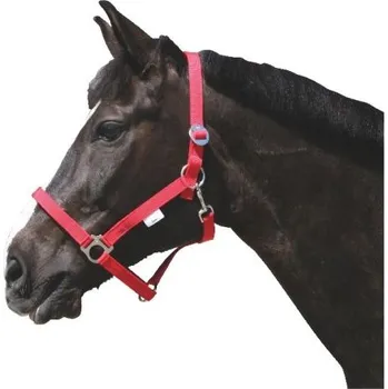 Ohlávka pro koně nylonová s bandáží barva bordó velikost 2