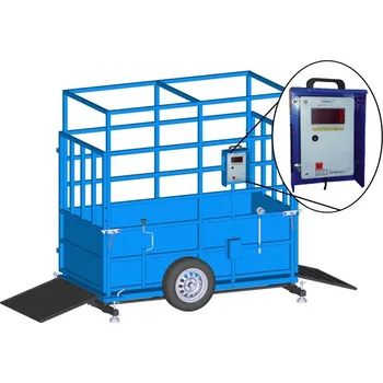 Průmyslová váha Mobilní váha na dobytek DVM-O-F7D do 2000 kg délka 2,4 m otočné dveře, displej FORMATIC7