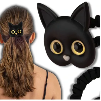 Ozdoba do vlasů Camerazar Kotěcí gumička do vlasů černá kočka