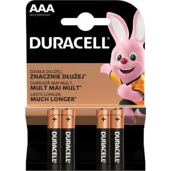 Článková baterie Alkalická baterie Duracell AAA (R3) 4 ks
