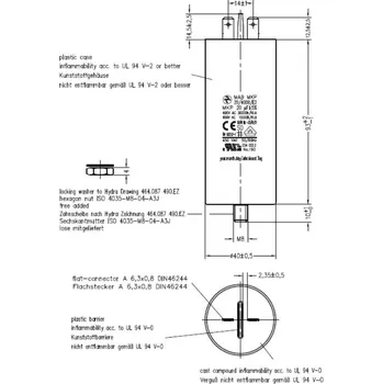 Kondenzátor Hydra MAB MKP 20/400III/E2 kondenzátor motorový 20uF