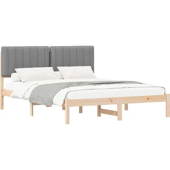 Nábytek Rám postele s čalouněným čelem s čelo Světle šedá 160 x 200 cm