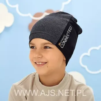 Čepice Chlapecká čepice AJS 50-143 fango-black 52-54 cm