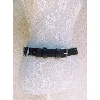 Opasek HOT CONTENTS LEATHER kožený pásek ze silné kůže s kroužky - stříbrné kování