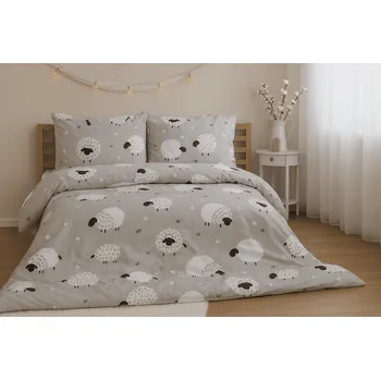 Povlečení Textilomanie Sheeps béžové 2x 140 x 200, 2x 70 x 90 cm zipový uzávěr