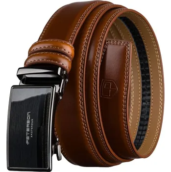Opasek Elegantní hnědý kožený pánský opasek s automatickou sponou - Peterson (105)