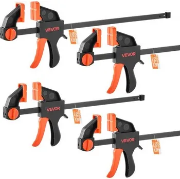 Truhlářská svěrka Svěrky VEVOR pro dřevoobrábění, balení 2 kusů 30,48 cm a 2 kusů 15,24 cm, jednoruční svěrka/rozpěrka, rychloupínací svěrka ve tvaru F s nosností 70 kg, prémiový plast a ocel, pro dřevoobrábění a kovobrábění