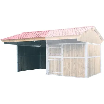 Prodloužení dřevěného přístřešku pro koně La GÉE 3 x 3 m sedlová střecha přesah 1,65 m