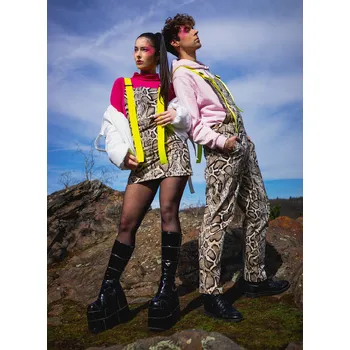 Pánské kalhoty PRINCESS TIRAMISU pánské Kalhoty / lacláče Cargo pants - hadí kůže s neon žlutým páskem Velikost: S