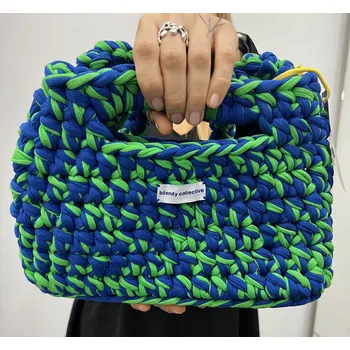 Kabelka BŽENDY COLLECTIVE - háčkovaná kabelka - Carrie / MODROZELENÁ