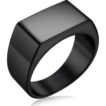 Prsten Prsten z nerez ocel lakovaný lesklý - obdélníkový / ALL BLACK Velikost: velikost 57 / 8