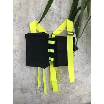 Ledvinka PRINCESS TIRAMISU - chestbag - Hrudní taška / ledvinka / vesta - černá s neon žlutými popruhy