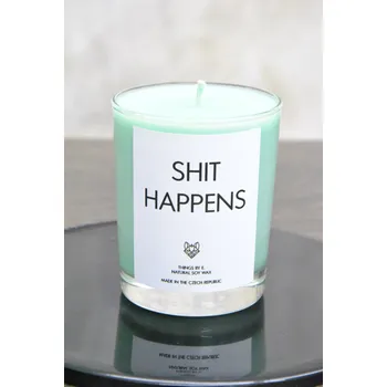 Svíčka IRONIC CANDLES IRONIC CANDLES- sójová svíčka SHIT HAPPEN Velikost svíčky / Size: Malá / Small, Barva a vůně / Color and scent: Neon žlutá - LITSEA CUBEBA (citrusová)