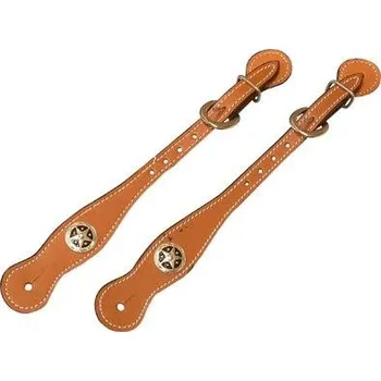 Vybavení pro jezdce Westernové řemínky na ostruhy Sheriff kožené hnědé