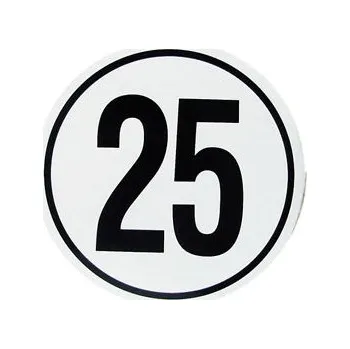 Přívěs Samolepka omezení rychlosti 25 km/h průměr 200 mm bílá černé písmo