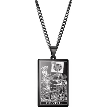 Náhrdelník DARK TAROT náhrdelník z nerez oceli / The DEATH / SMRT Barva: Zlatá