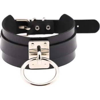 Náhrdelník Others CHOKER černý náhrdelník / obojek se stříbrným poutkem