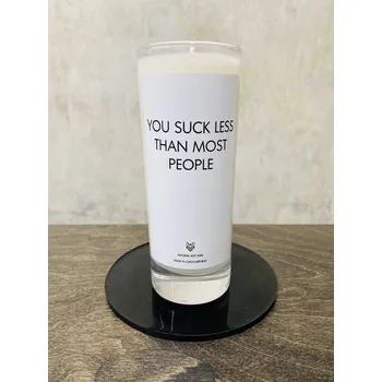 Svíčka IRONIC CANDLES - sojová svíčka - YOU SUCK LESS THAN MOST PEOPLE Velikost svíčky / Size: Malá / Small, Barva a vůně / Color and scent: Neon žlutá - LITSEA CUBEBA (citrusová)
