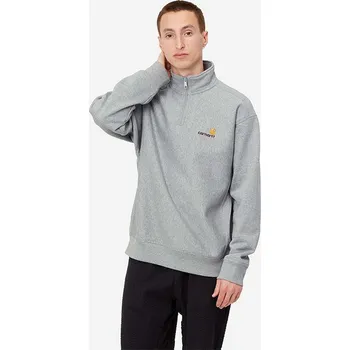 Pánská mikina Mikina Carhartt WIP American Script pánská, šedá barva, melanžová, I027014.GREY.HEATH-GREY.HEATH, XXL, 90X