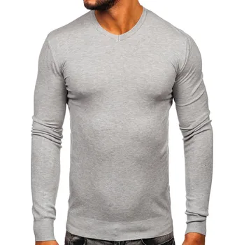 Pánské oblečení Melanžový pánský svetr s výstřihem do V Bolf YY03 - 2XL