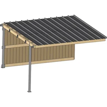 Prodloužení dřevěného přístřešku pro koně La GÉE 4 x 4 m šikmá střecha plechová krytina