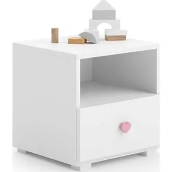 Noční stolek Noční stolek Emi bílý, růžová úchytka
