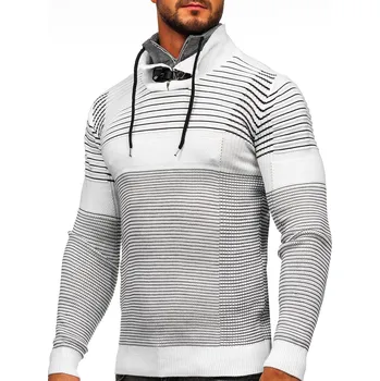 Pánský svetr Bílý pánský svetr s vysokým límcem Bolf 1038 - 2XL