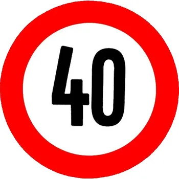 Samolepka omezení rychlosti 40 km/h konstrukční rychlost průměr 200 mm