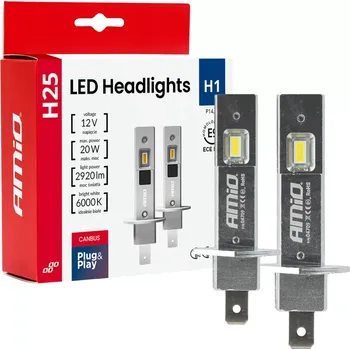 Autožárovka LED žárovky H1 AMIO H25 FULL CAN-BUS, bílé 6000K, 3000 LM, 2 ks (04709)