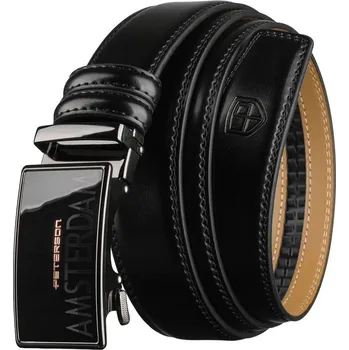 Opasek Černý kožený pánský opasek s automatickou sponou - Peterson (125)