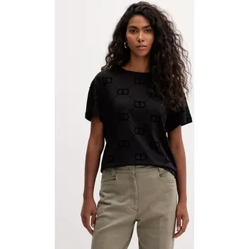 Bavlněné tričko Twinset dámské, černá barva, 252TP2055 99X, vel. XXL