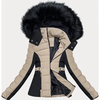 Béžová krátká dámská zimní bunda S'west (B8308-12) odstíny béžové S (36)