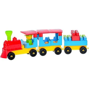 ostatní stavebnice Miktrotrading Stavebnice vláček se dvěma vagóny a nálepkami