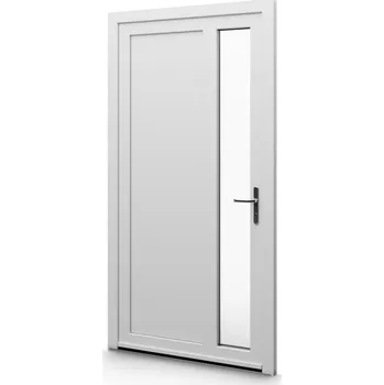 Vchodové dveře ALUPLAST Plastové jednokřídlové hlavní vchodové dveře zlatý dub/bílé 11 Otvírání: Levé, Šířka v cm: 85, Výška v cm: 200