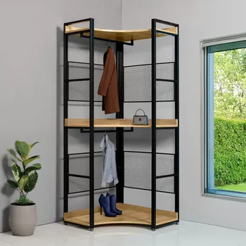 Šatní skříň Max-i Šatní rohový regál ADELAIS NEW TYP 5 dub /černý