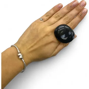 Prsten Luba Bakičová - prsten z kamene / přírodní polodrahokam-obsidián Velikost: VELIKOST 57